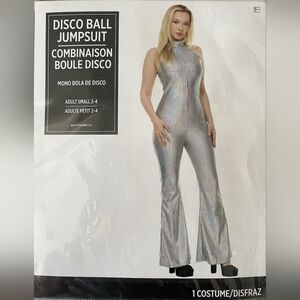 Small 70's Silver Disco Ball Jumpsuit/Pantsuit Halloween Costume